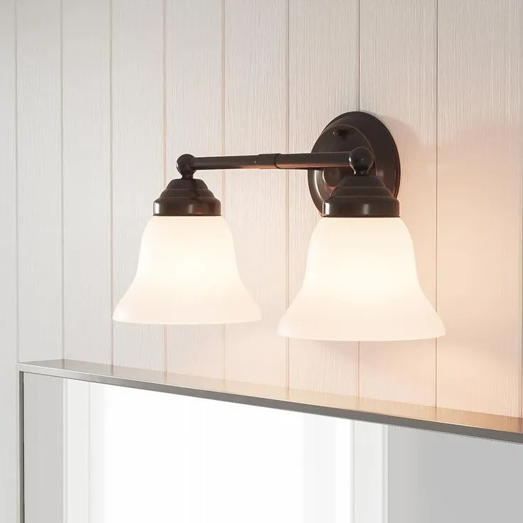 Ashhurst 2-Light Oil Rubbed Bronze Vanity Light with Frosted Glass Shades, photo 7 of 11