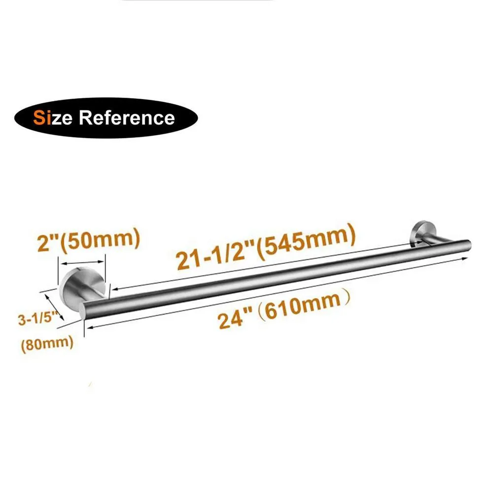 ruiling 24 in. Wall mount Towel Bar in Stainless Steel Brushed Silver, photo 9 of 11