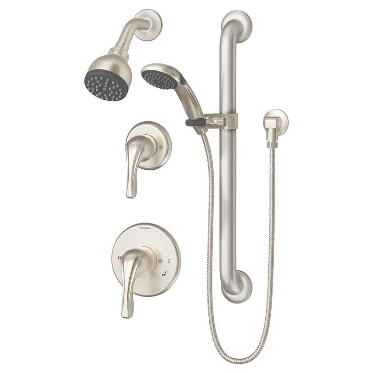 Symmons Origins 2-Handle 1-Spray Dual Showerhead and Handheld Showerhead in Satin Nickel (Valves Included), photo 2 of 3