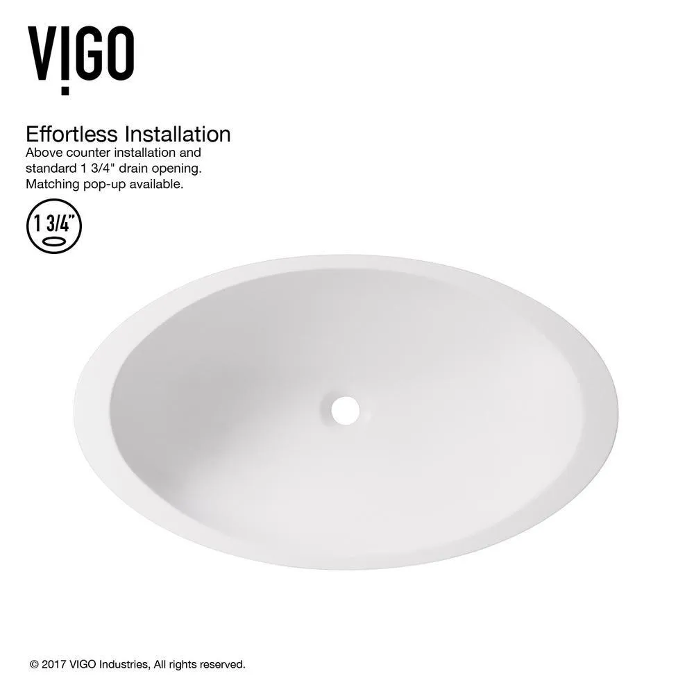 VIGO White Wisteria Matte Stone Vessel Bathroom Sink in White with Linus Vessel Faucet in Antique Rubbed Bronze, photo 4 of 14