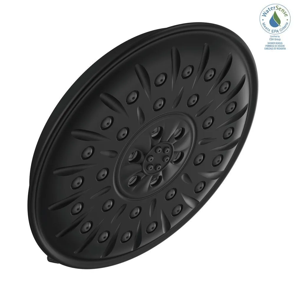 4-Spray 8.3 in. Single Wall Mount Fixed H2Okinetic Shower Head in Matte Black, photo 7 of 13