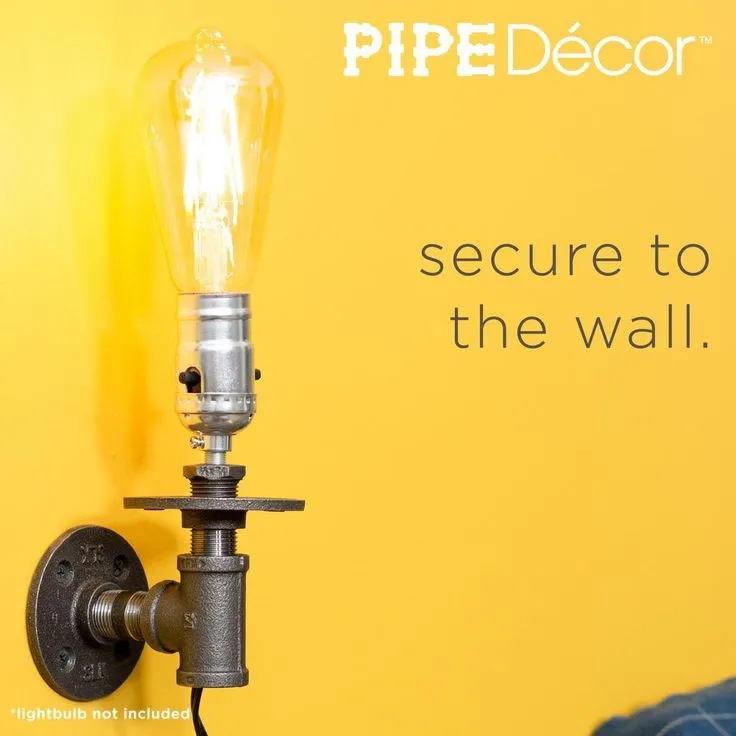 1/2 in. Black Steel Pipe 7.5 in. H Wall Sconce Lamp Kit, photo 5 of 12