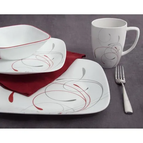 16-Piece Patterned Splendor Glass Dinnerware Set (Service for 4)