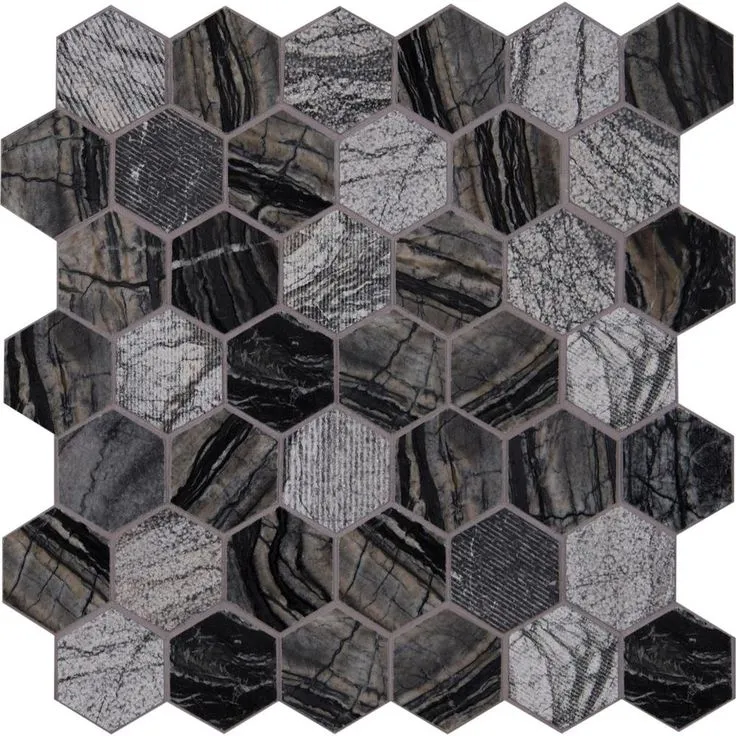 MSI Henley Hexagon 12 in. x 12 in. x 10 mm Textured Marble Mesh-Mounted Mosaic Tile (10 sq. ft. / case), photo 2 of 9