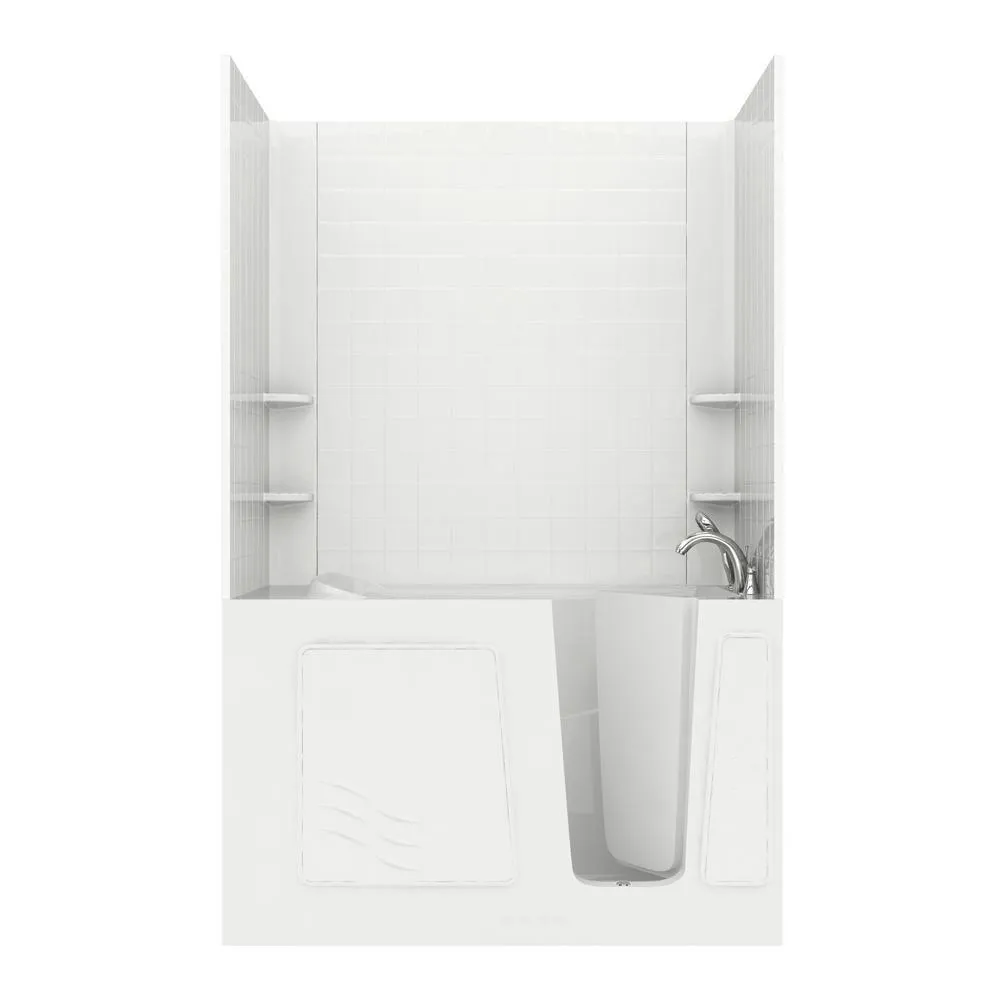 Rampart Nova Heated 5 ft. Walk-in Whirlpool Bathtub with 6 in. Tile Easy Up Adhesive Wall Surround in Biscuit, photo 19 of 33