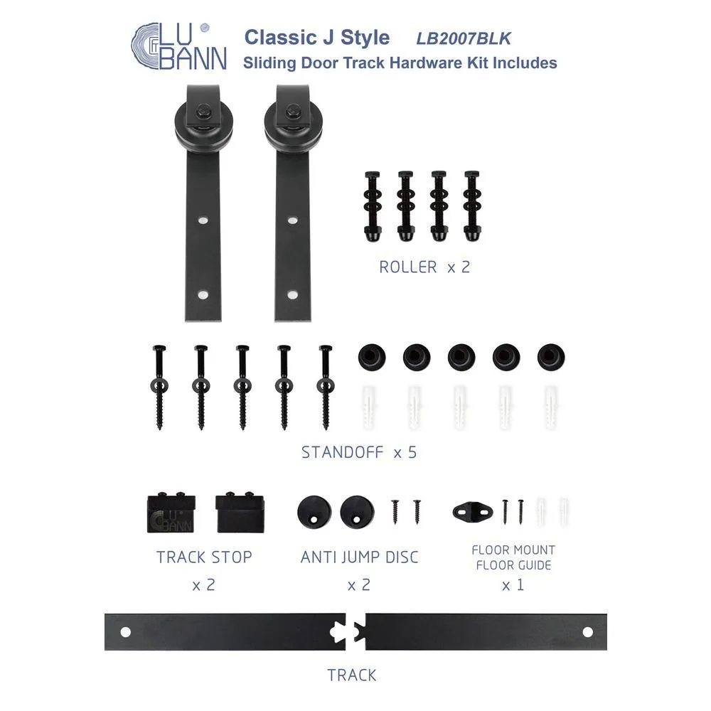 LUBANN 32 in. x 84 in. Ready-to-Assemble British Brace Hardwood Interior Sliding Barn Door Slab with Hardware Kit, photo 9 of 27