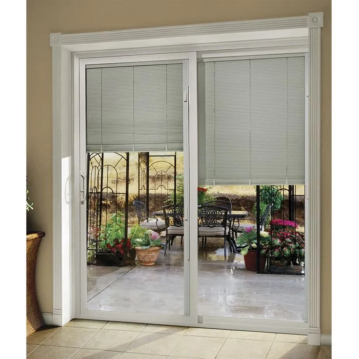 JELD-WEN 72-in x 80-in 4-9/16-in Low-e Insulating Blinds Between The Glass White Vinyl Sliding Right-Hand Sliding Double Patio Door, photo 6 of 8