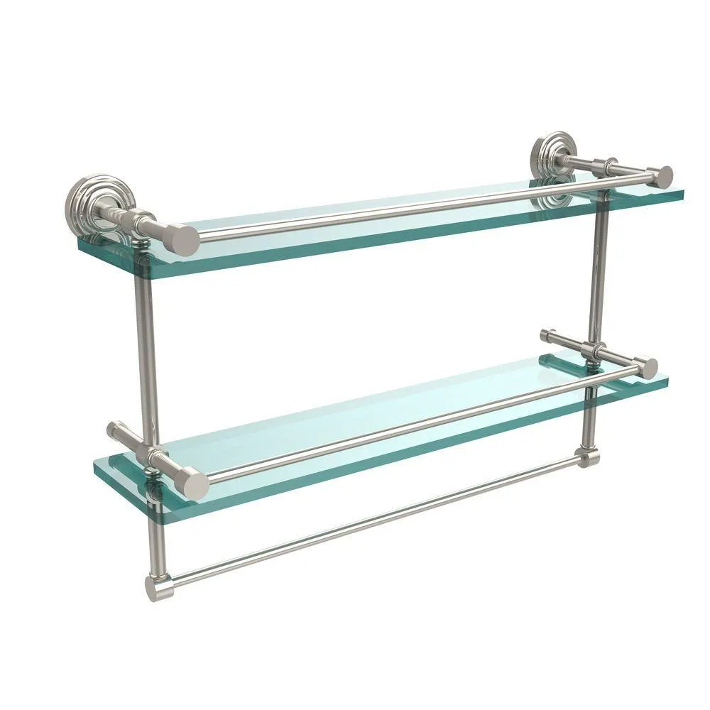 Allied Brass 22 in. L x 12 in. H x 5 in. W 2-Tier Gallery Clear Glass Bathroom Shelf with Towel Bar in Oil Rubbed Bronze, photo 4 of 14
