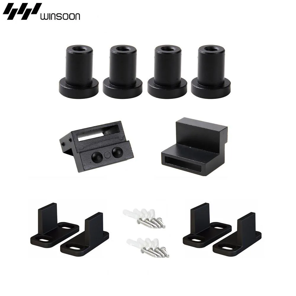 WINSOON 8 ft./96 in. Country Style Bypass Steel Sliding Barn Wood Door Hardware Roller Track Kit for Wood and Concrete Wall, photo 6 of 7