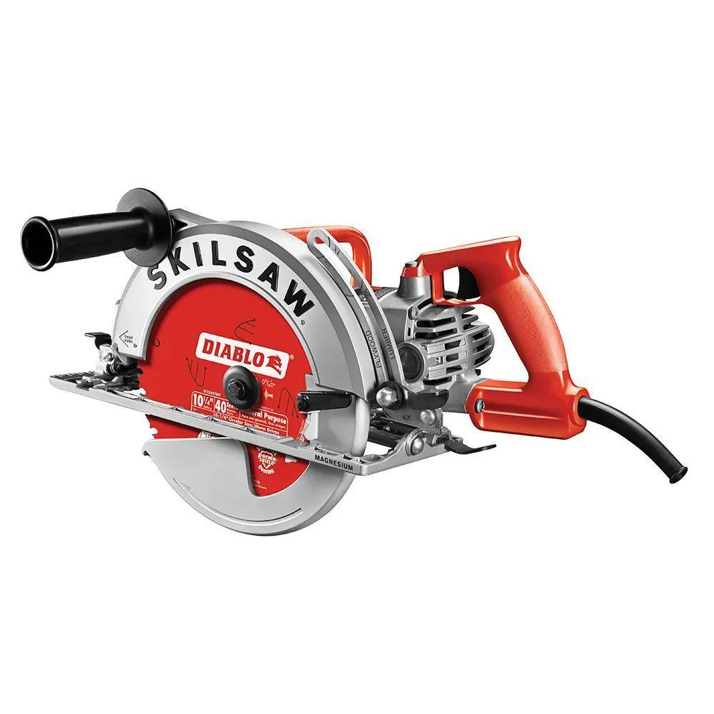15 Amp Corded Electric 10-1/4 in. Magnesium SAWSQUATCH Worm Drive Circular Saw with 40-Tooth Diablo Carbide Blade, photo 7 of 9