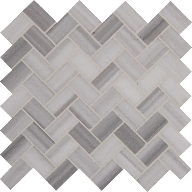 MSI Bergamo Herringbone 12 in. x 12 in. x 10 mm Polished Marble Mesh-Mounted Mosaic Tile (10 sq. ft. / case), photo 6 of 8
