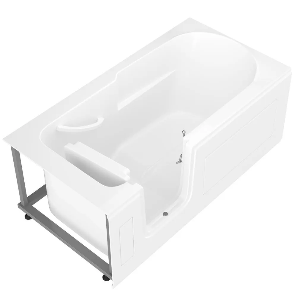 Universal Tubs HD Series 60 in. Left-Drain Step-In Walk-In Soaking Bathtub with Low Entry Threshold, White, photo 10 of 16