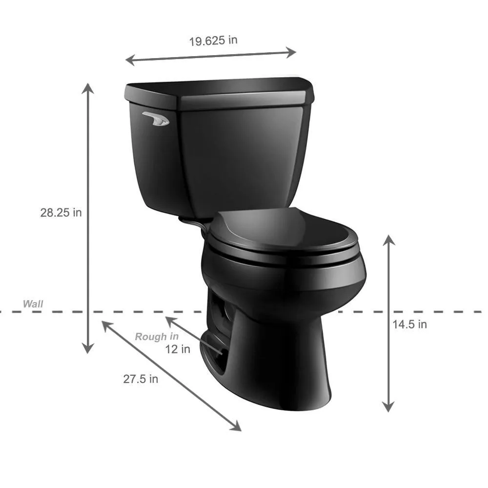Wellworth Classic 2-Piece 1.28 GPF Single Flush Round Front Toilet with Class Five Flushing Technology in Black, photo 4 of 12
