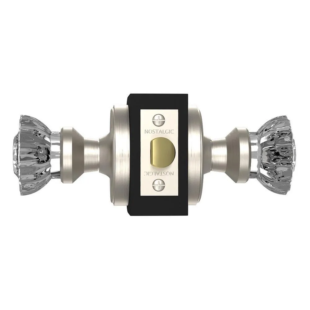 Classic Rosette 2-3/8 in. Backset Satin Nickel Passage Hall/Closet Crystal Glass Door Knob, photo 2 of 19