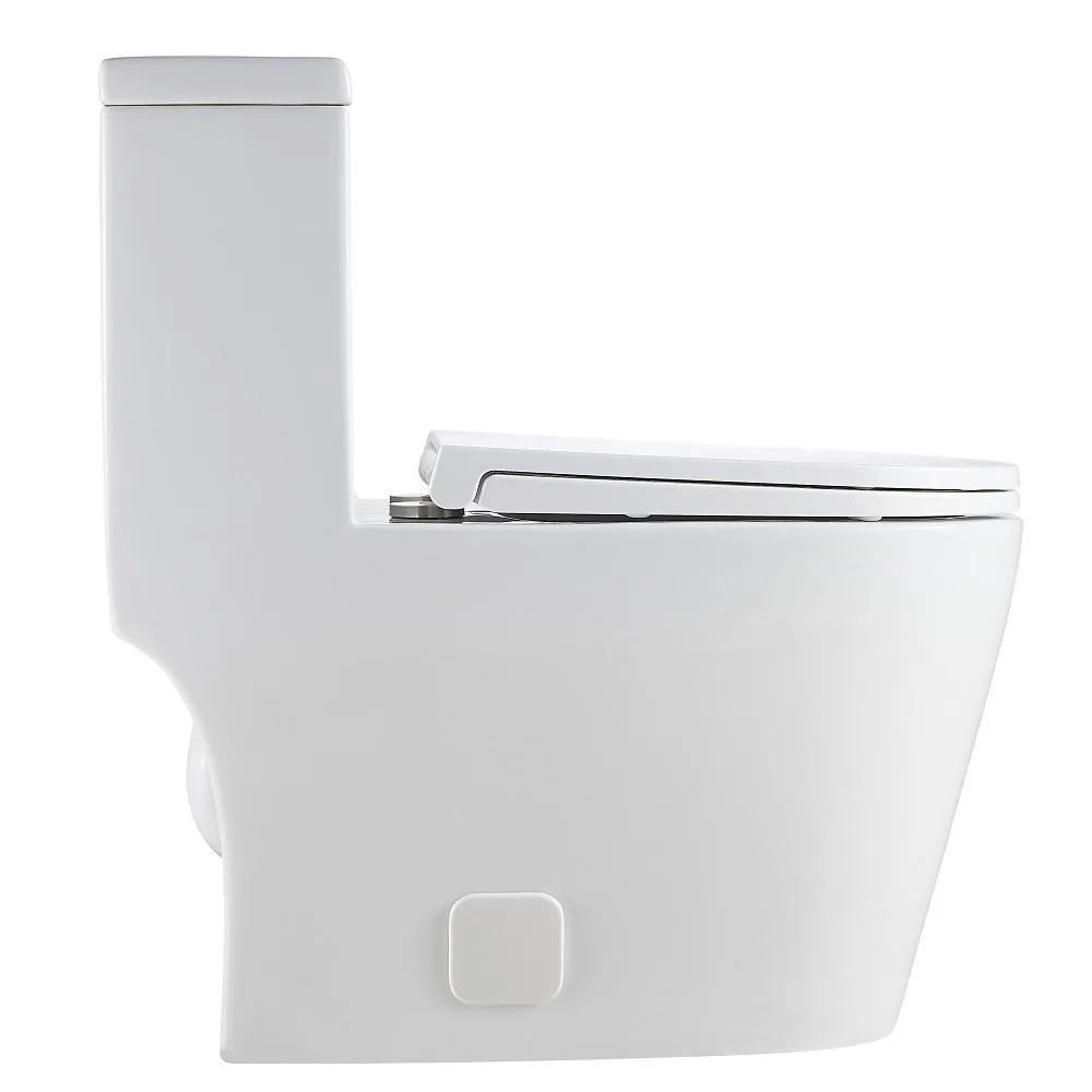 1-Piece 1.28 GPF Dual Flush High Efficiency Elongated Toilet in White, Seat Included, photo 3 of 4