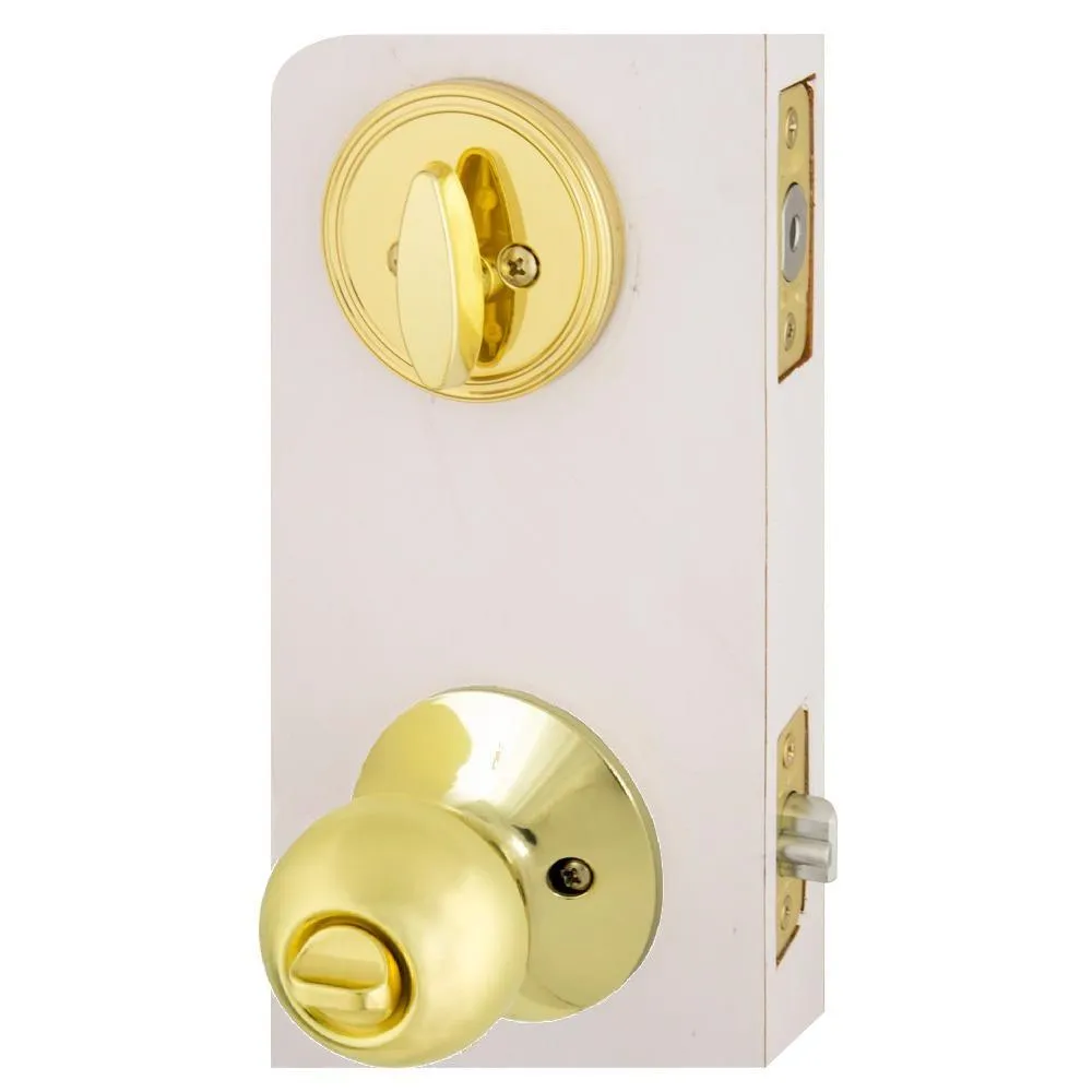 Saturn Polished Brass Entry Knob and Single Cylinder Deadbolt Combo Pack with SC1 Keyway, photo 5 of 5