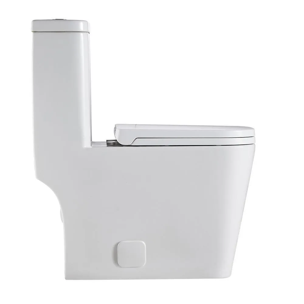 Fashion Toilet 1-Piece 1.28 GPF Double Flush Toilet White Square Toilet With Seat, photo 5 of 8