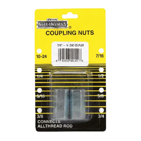 7/16-14 Steel Coupling Nuts (2-Pack)