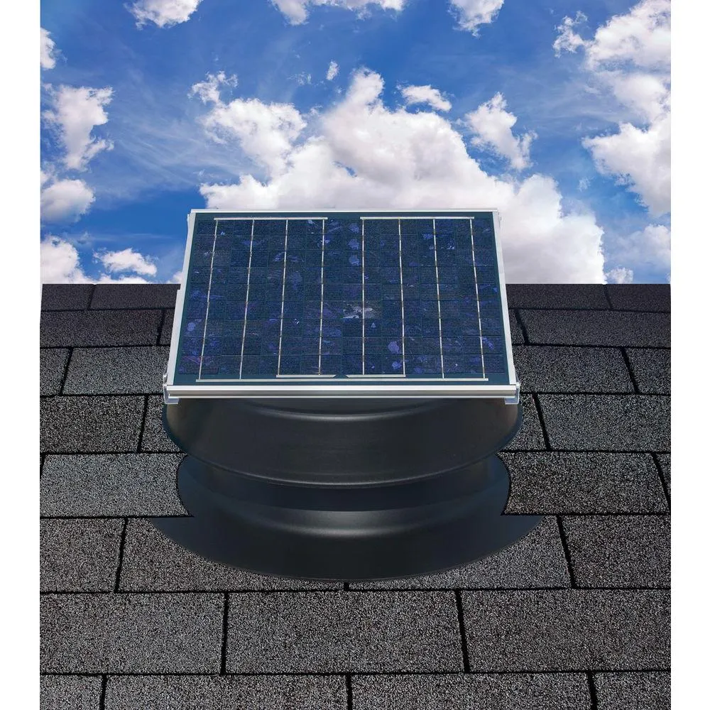 SolarAtticFan 1339 CFM Black Aluminum Solar Powered Attic Fan with Adjustable Solar Panels, photo 2 of 3