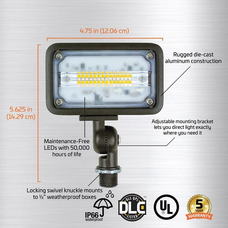 Newhouse Lighting 16-Watt Bronze Outdoor Integrated LED Landscape Weatherproof Wall Wash Flood Light with Adjustable Mounting Bracket, photo 2 of 7