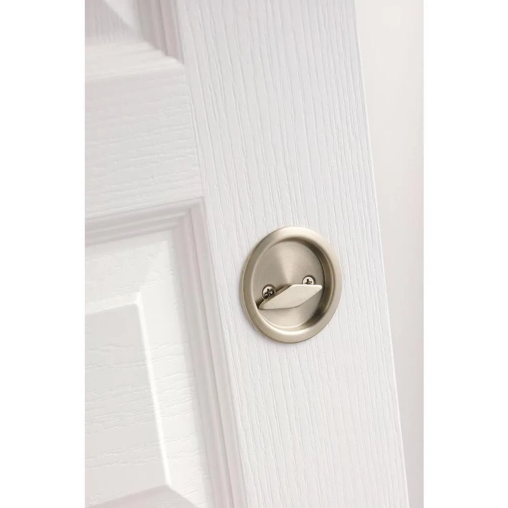 Kwikset Round Satin Nickel Bed/Bath Pocket Door Lock, photo 5 of 13