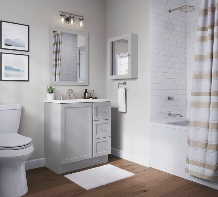 Style Selections Davies 30-in Gray Single Sink Bathroom Vanity with White Cultured Marble Top (Mirror Included), photo 4 of 8