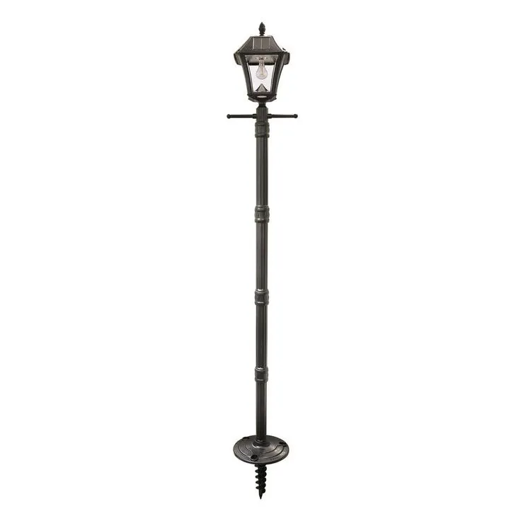 Gama Sonic Baytown II Bulb Black Resin Solar Warm-White Outdoor Integrated LED Post Light and Lamp Post with EZ-Anchor Base, photo 2 of 8