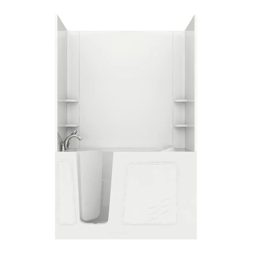 Universal Tubs Rampart Nova Heated 3.9 ft. Walk-in Whirlpool and Air Bathtub with Flat Easy Up Adhesive Wall Surround, Right Drain, White, photo 25 of 42