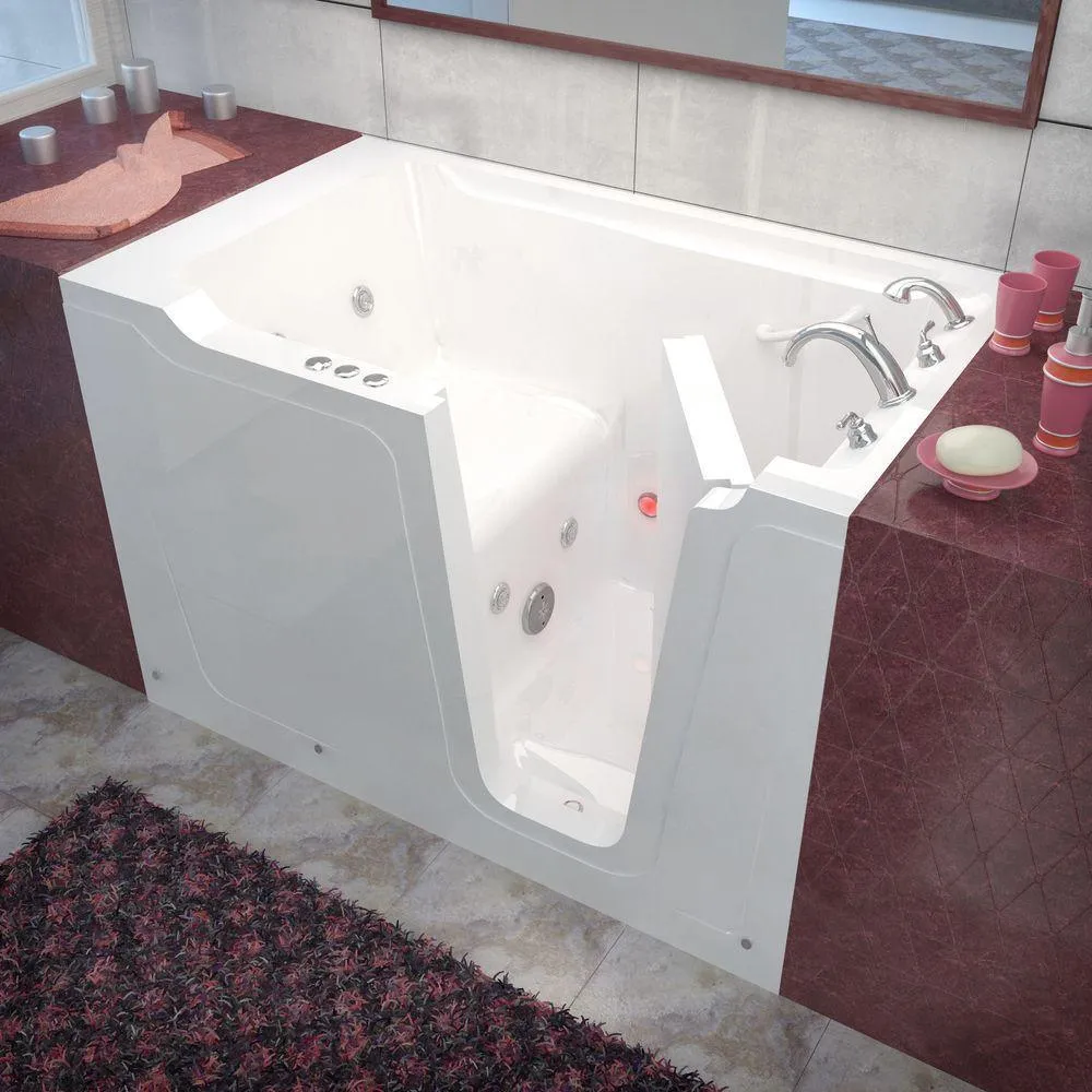 Rampart Nova Heated 5 ft. Walk-in Whirlpool Bathtub with 6 in. Tile Easy Up Adhesive Wall Surround in White, photo 6 of 11