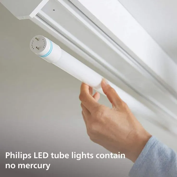 Philips 32-Watt T8/ 40-Watt T12 4 ft. Linear Replacement Universal Fit LED Tube Light Bulb Daylight (5000K) (2-Pack), photo 8 of 8