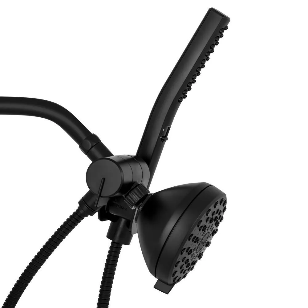 12-Spray High Pressure 1.8 GPM 5 in. Wall Mount Dual Shower Head and Handheld Shower Head in Matte Black, photo 6 of 7