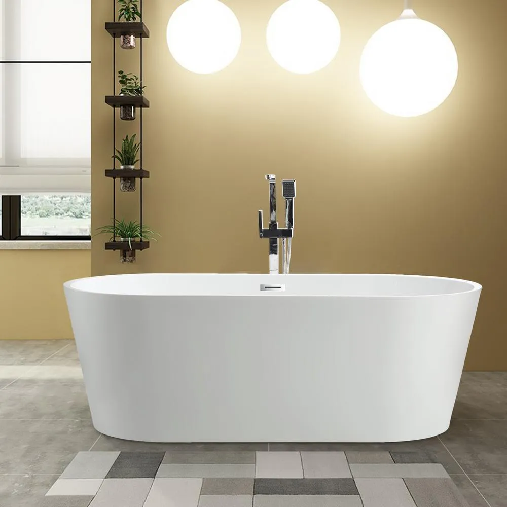Bordeaux 59 in. Acrylic Flatbottom Freestanding Bathtub in White, photo 7 of 10
