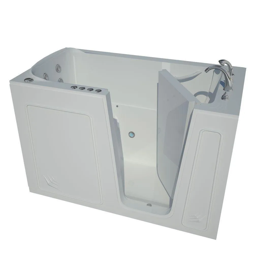 Universal Tubs Rampart 5 ft. Walk-in Whirlpool and Air Bathtub with 4 in. Tile Easy Up Adhesive Wall Surround in White, photo 7 of 20