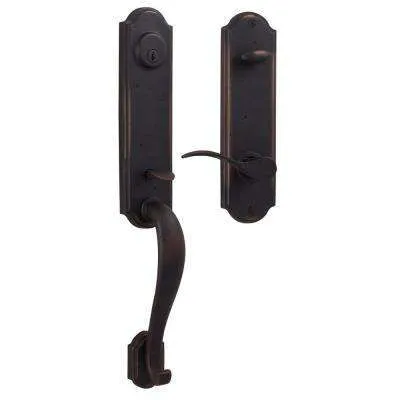 Italian Collection Visconti Single Cylinder Edged Bronze Door Handleset with Florini Interior