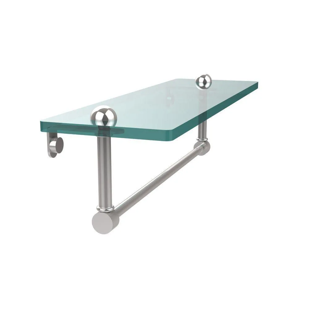 Allied Brass 16 in. L x 5 in. H x 5 in. W Clear Glass Vanity Bathroom Shelf with Towel Bar in Polished Brass, photo 10 of 14