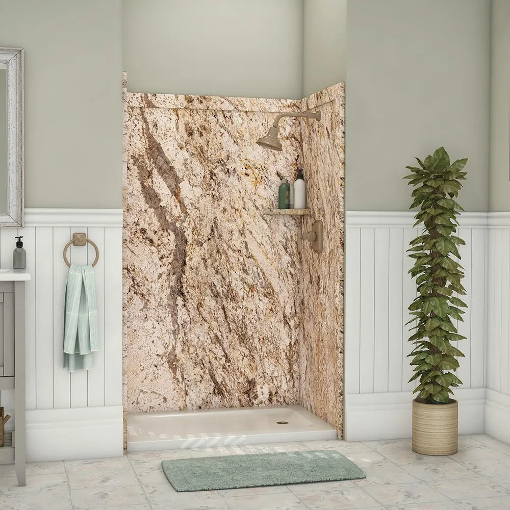 Elegance 36 in. x 48 in. x 80 in. 9-Piece Easy Up Adhesive Alcove Shower Wall Surround in Calacatta White, photo 9 of 24