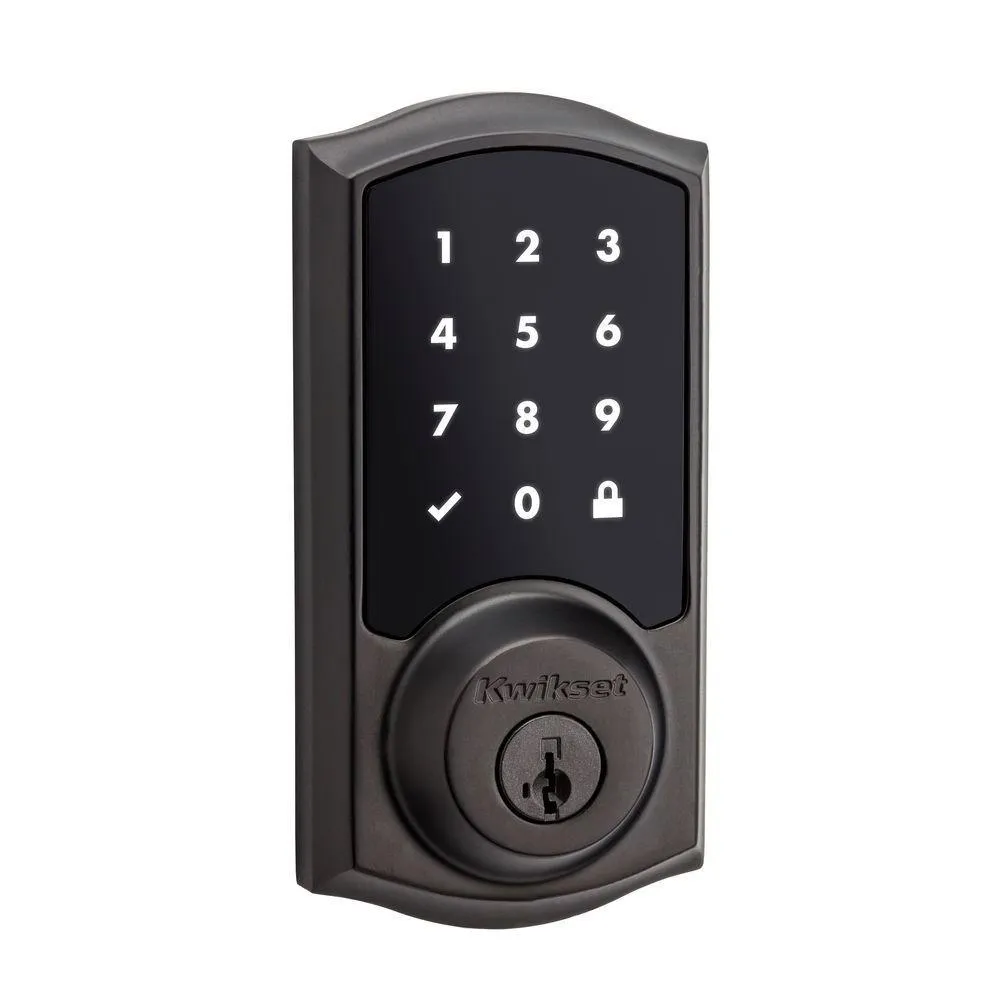 Kwikset SmartCode 915 Touchscreen Venetian Bronze Single Cylinder Electronic Deadbolt with Avalon Handleset and Tustin Lever, photo 3 of 7