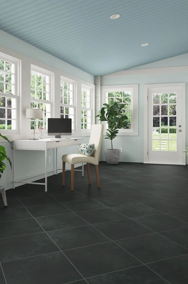 Style Selections Graphite Stone 4-mil x 18-in W x 18-in L Groutable Water Resistant Peel and Stick Luxury Vinyl Tile Flooring, photo 3 of 6