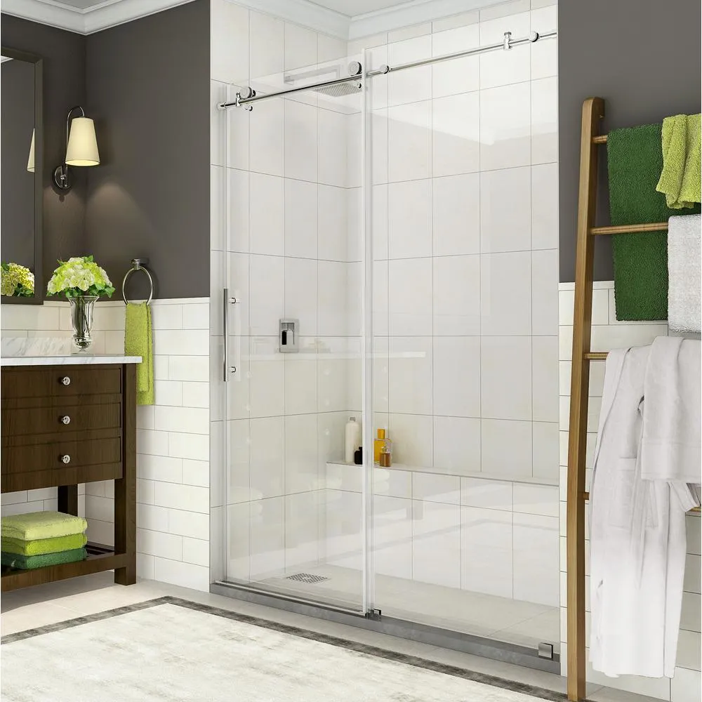Coraline 56 in. to 60 in. x 76 in. Frameless Sliding Shower Door in Matte Black, photo 8 of 13
