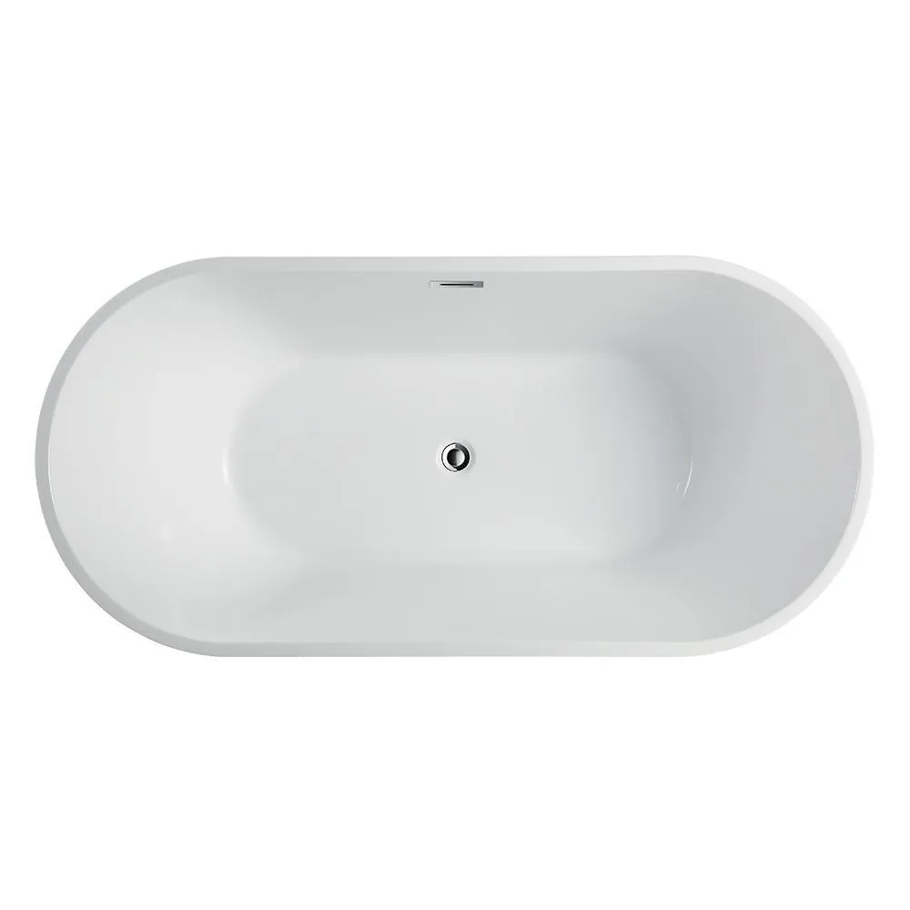 Bordeaux 59 in. Acrylic Flatbottom Freestanding Bathtub in White, photo 2 of 10
