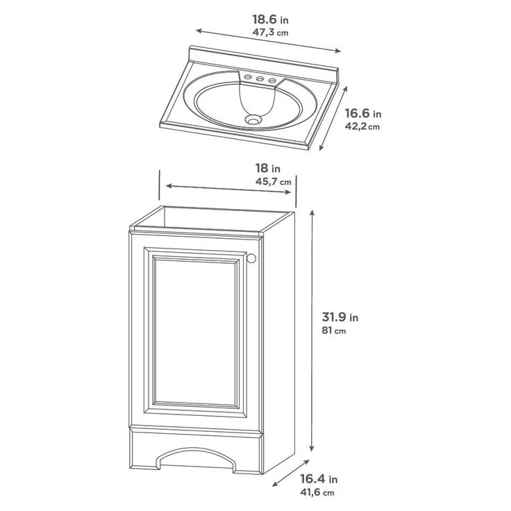 18 in. W Vanity in Golden Pecan with Cultured Marble Vanity Top in White with White Sink, photo 3 of 3