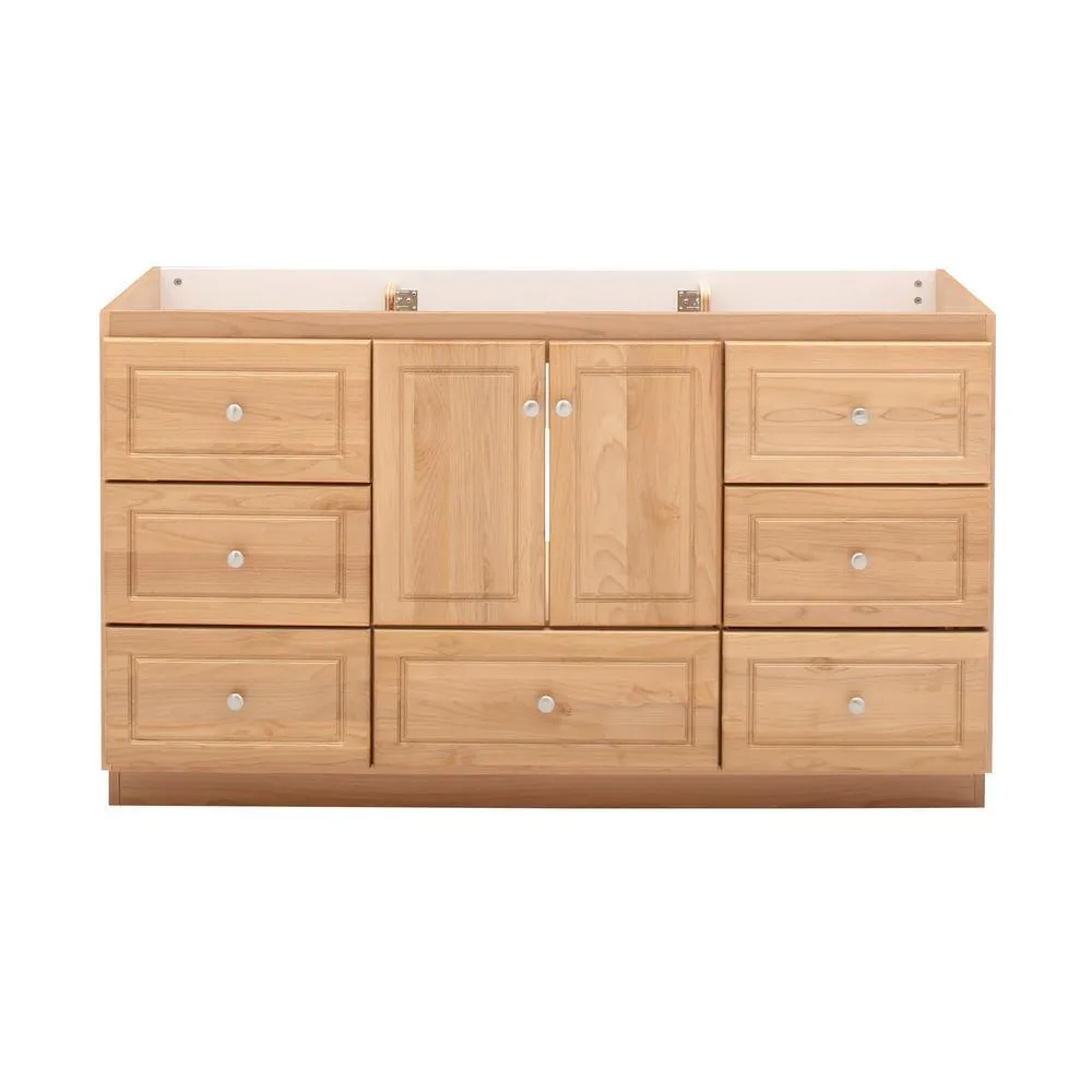 Ultraline 60 in. W x 21 in. D x 34.5 in. H Vanity for Center Basin Cabinet Only in Natural Alder, photo 4 of 48