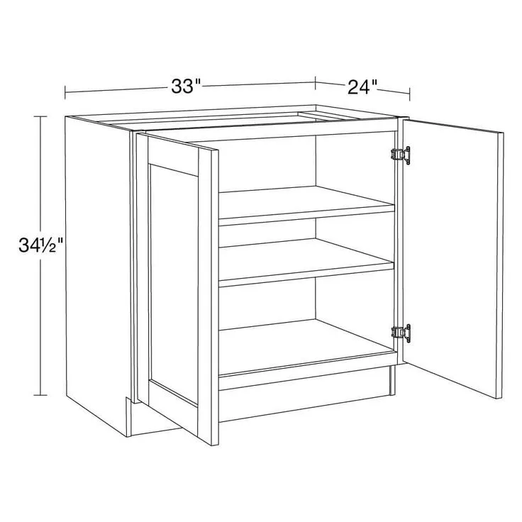 Home Decorators Collection Washington Vessel Blue Plywood Shaker Assembled Base Kitchen Cabinet FH Soft Close 33 in W x 24 in D x 34.5 in H, photo 3 of 7
