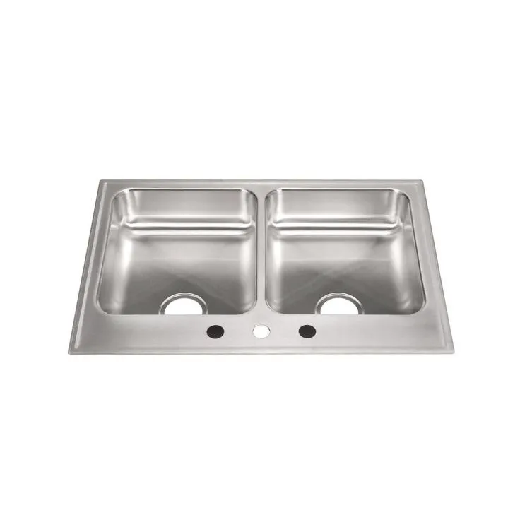 2-Bowl, Drop-In, ADA with Faucet Ledge, 18-Gauge, SS Sink, 2-Compartment, O.D. 22 in. x 33 in. 3-Hole, Drain Center Rear, photo 3 of 7