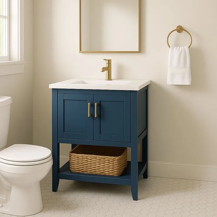 Home Decorators Collection Newhall 30-Inch Grayish Blue Bathroom Vanity with Cultured Marble Top, photo 2 of 3