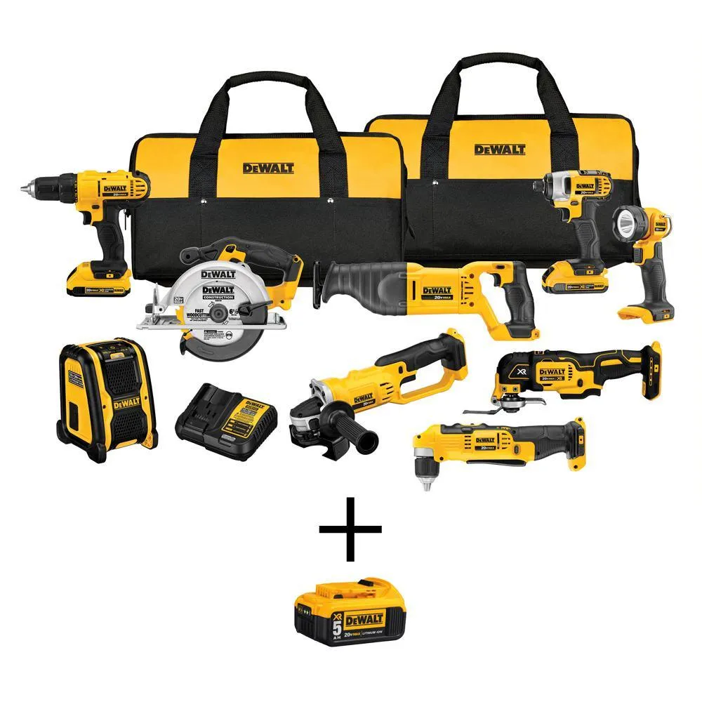 DEWALT 20-Volt Max Lithium-Ion Cordless Combo Kit (10-Tool) w/ (2) Batteries 2.0Ah, Charger & Tool Bag, photo 36 of 41