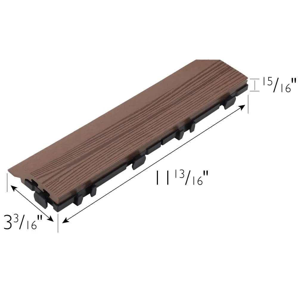 Design House Straight Edge Trim 3 in. x 12 in. Wood-Plastic Composite Deck Tile in Russet Canyon( 4-Pack), photo 4 of 8