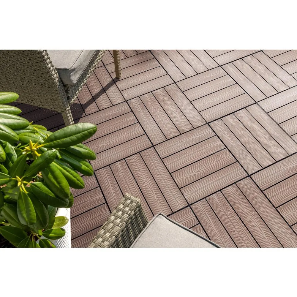 Design House Straight Edge Trim 3 in. x 12 in. Wood-Plastic Composite Deck Tile in Russet Canyon( 4-Pack), photo 5 of 8
