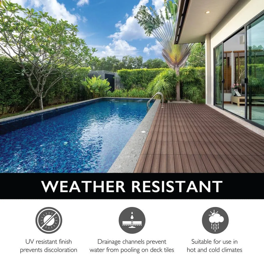 Design House Straight Edge Trim 3 in. x 12 in. Wood-Plastic Composite Deck Tile in Russet Canyon( 4-Pack), photo 3 of 8