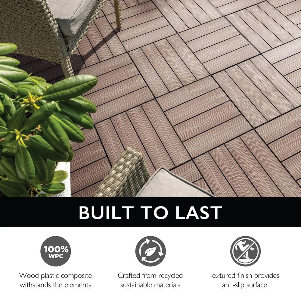 Design House Straight Edge Trim 3 in. x 12 in. Wood-Plastic Composite Deck Tile in Russet Canyon( 4-Pack), photo 2 of 8